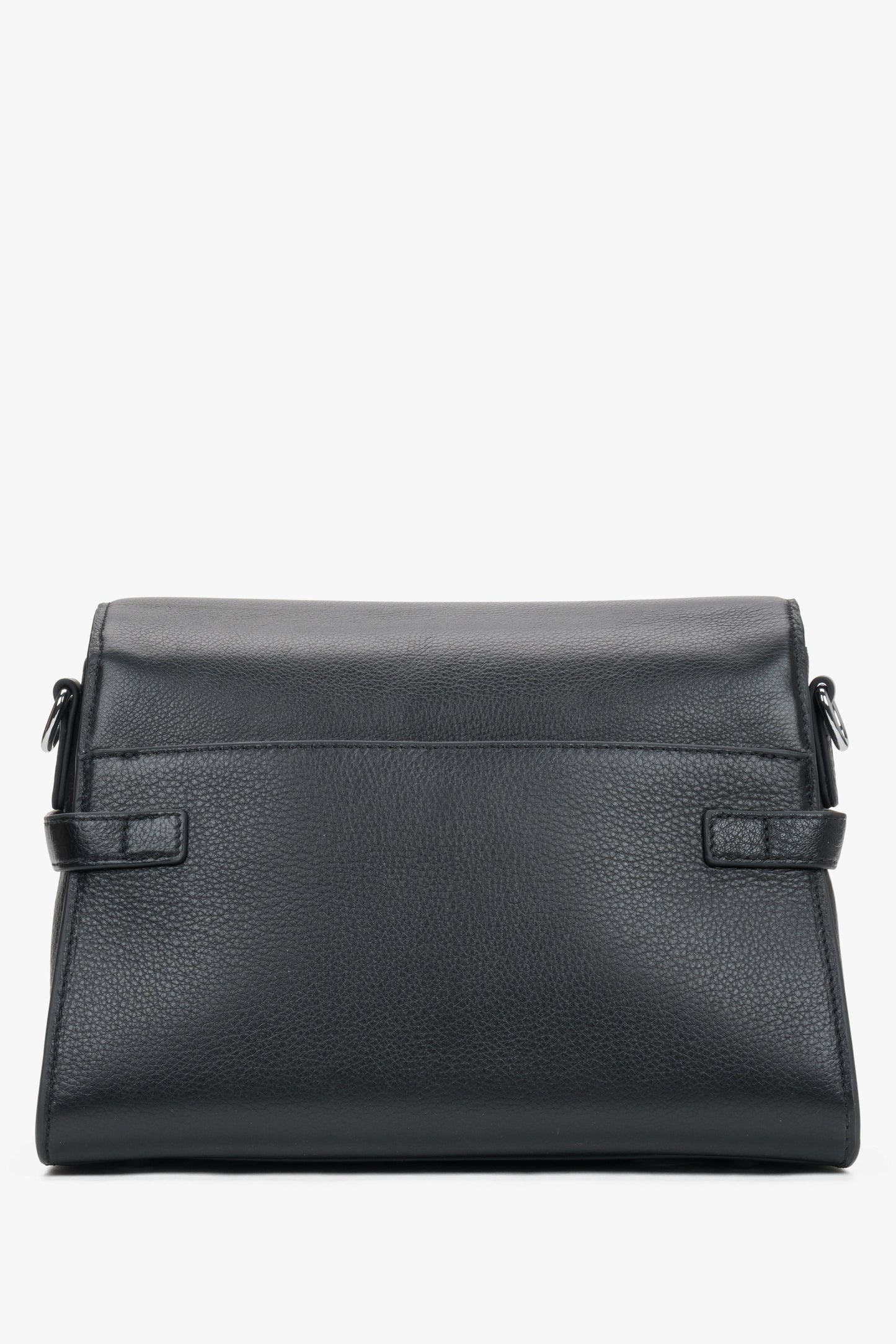 Schwarze kleine Damen-Schultertasche aus echtem Leder in Rückansicht