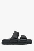 Schwarze Damen-Sandalen aus Leder mit weichen Riemen, ESTRO ER00116942