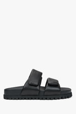Schwarze Damen-Sandalen aus Leder mit weichen Riemen, ESTRO ER00116942