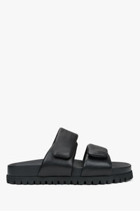 Schwarze Damen-Sandalen aus Leder mit weichen Riemen, ESTRO ER00116942