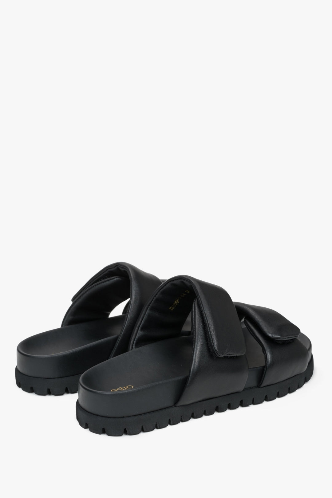 Flache schwarze Ledersandalen für den Sommer, ESTRO ER00116942