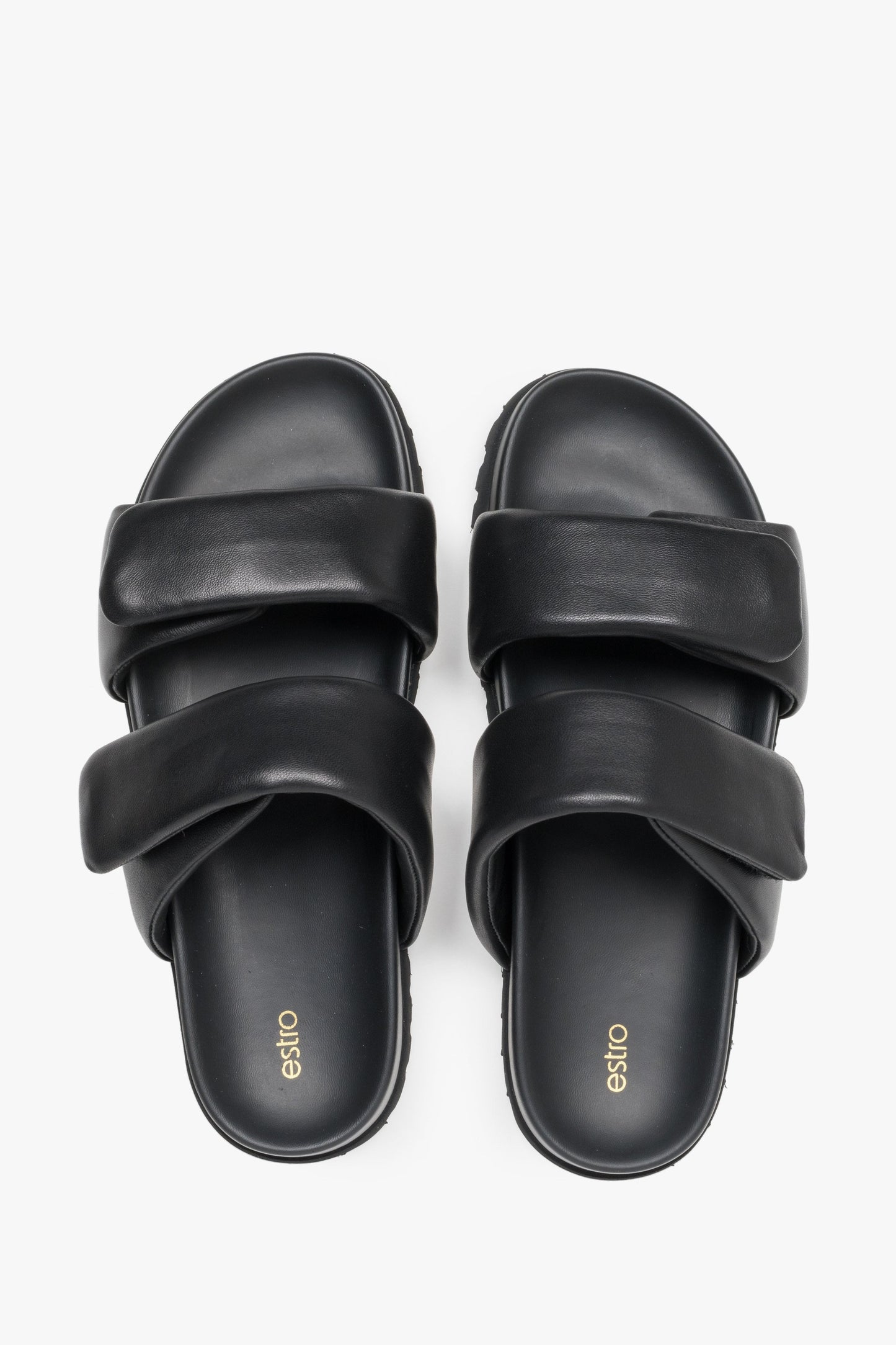 Minimalistische Slide-Sandalen aus Leder für Damen, ESTRO ER00116942
