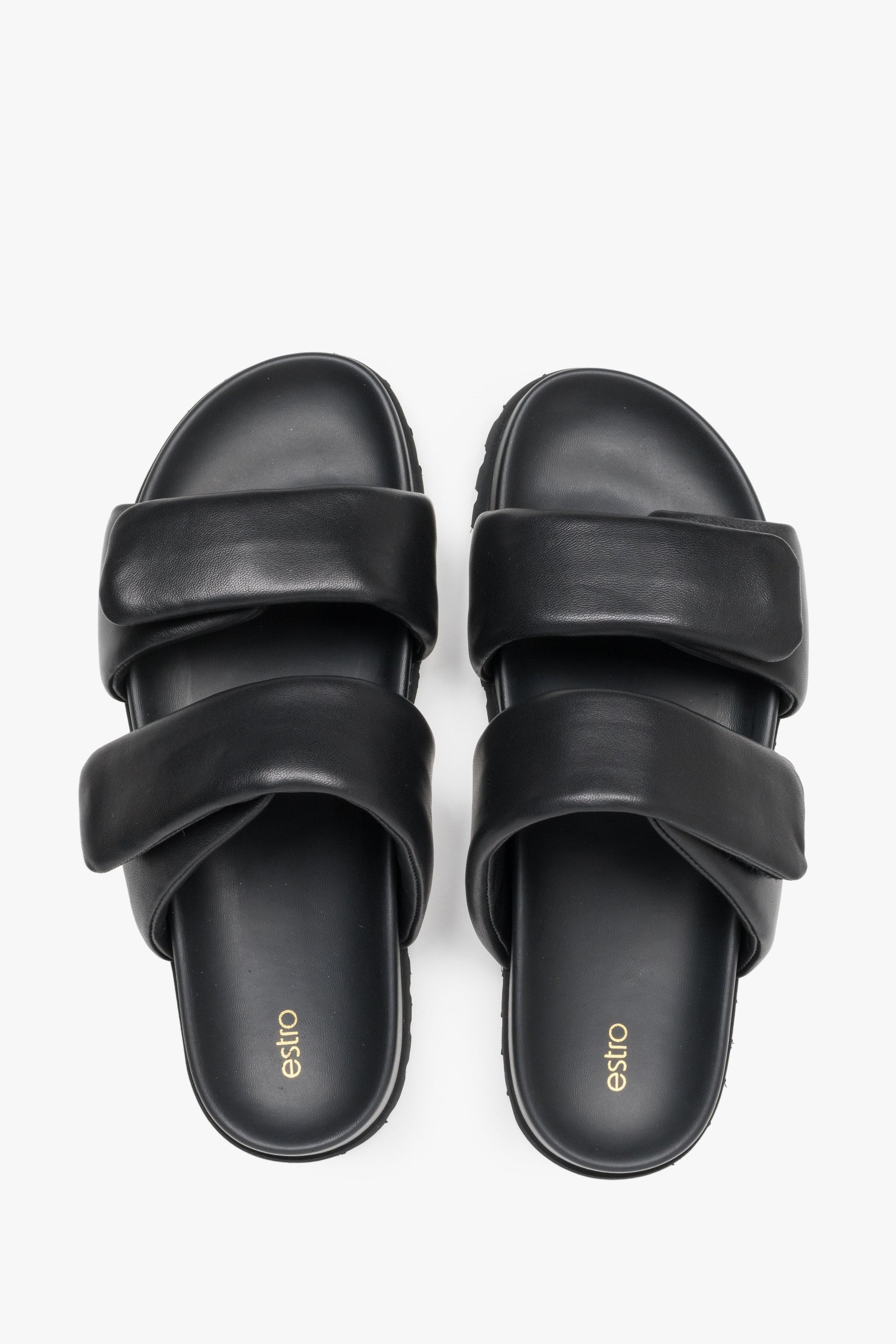 Minimalistische Slide-Sandalen aus Leder für Damen, ESTRO ER00116942