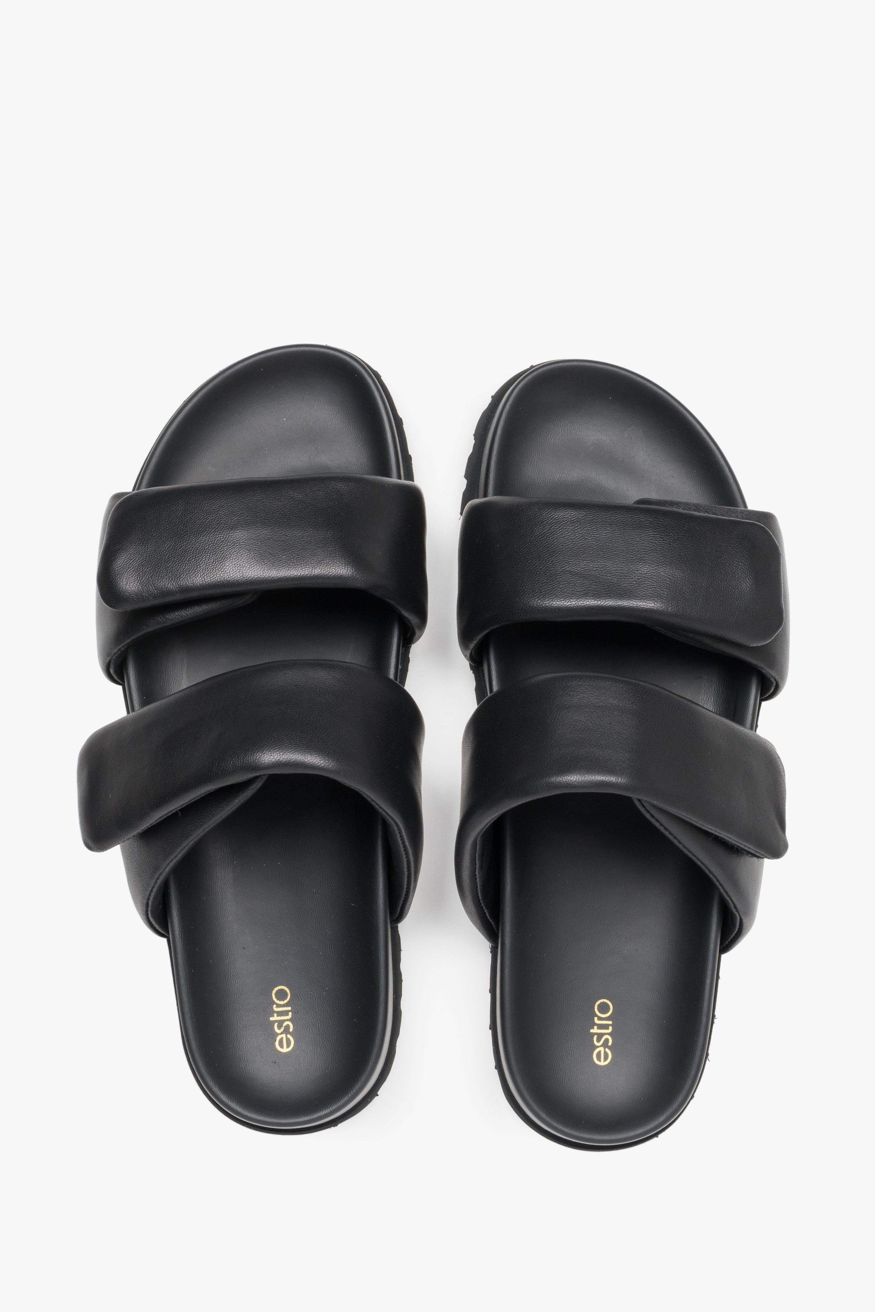 Minimalistische Slide-Sandalen aus Leder für Damen, ESTRO ER00116942