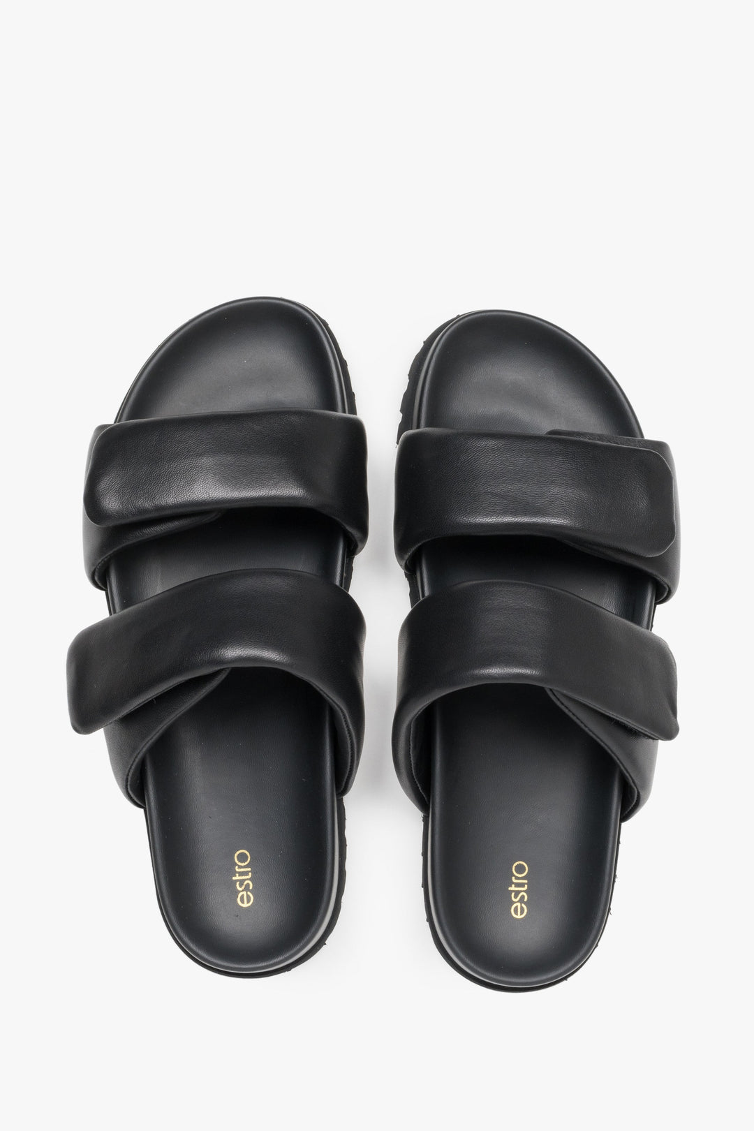 Minimalistische Slide-Sandalen aus Leder für Damen, ESTRO ER00116942
