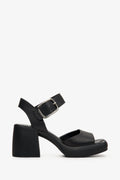 Schwarze Ledersandalen mit Absatz für Damen Estro ER00115155.