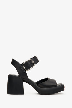 Schwarze Ledersandalen mit Absatz für Damen Estro ER00115155.