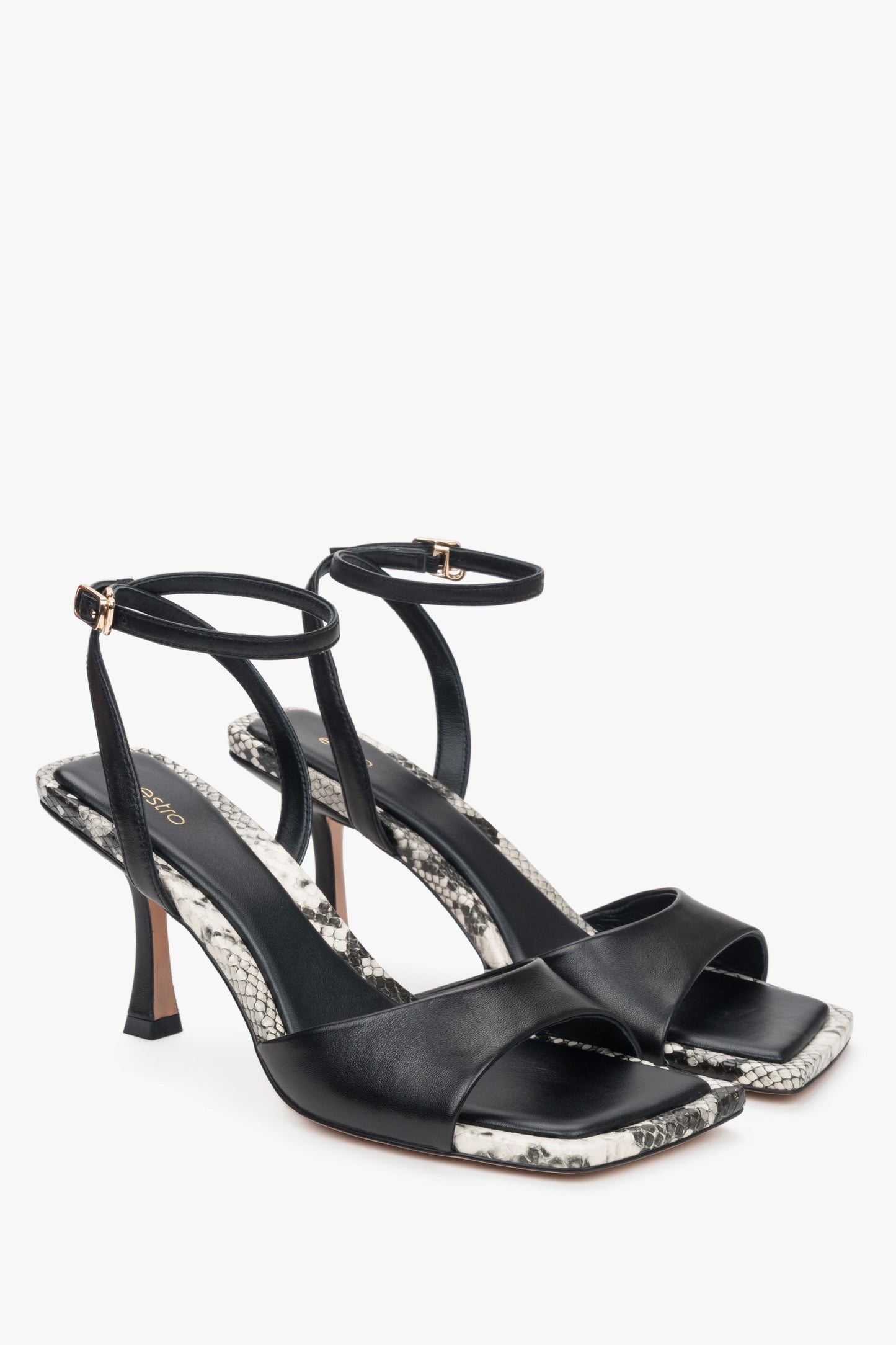 Stilvolle Damensandalen aus Naturleder in Schwarz von Estro.