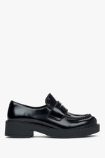 Komfortable schwarze Lederschuhe Damen Estro ER00115909