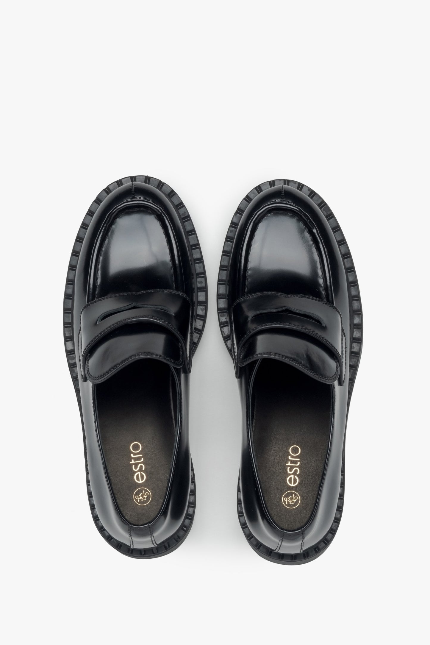 Damen Penny Loafer aus echtem Leder Schwarz Estro ER00115909
