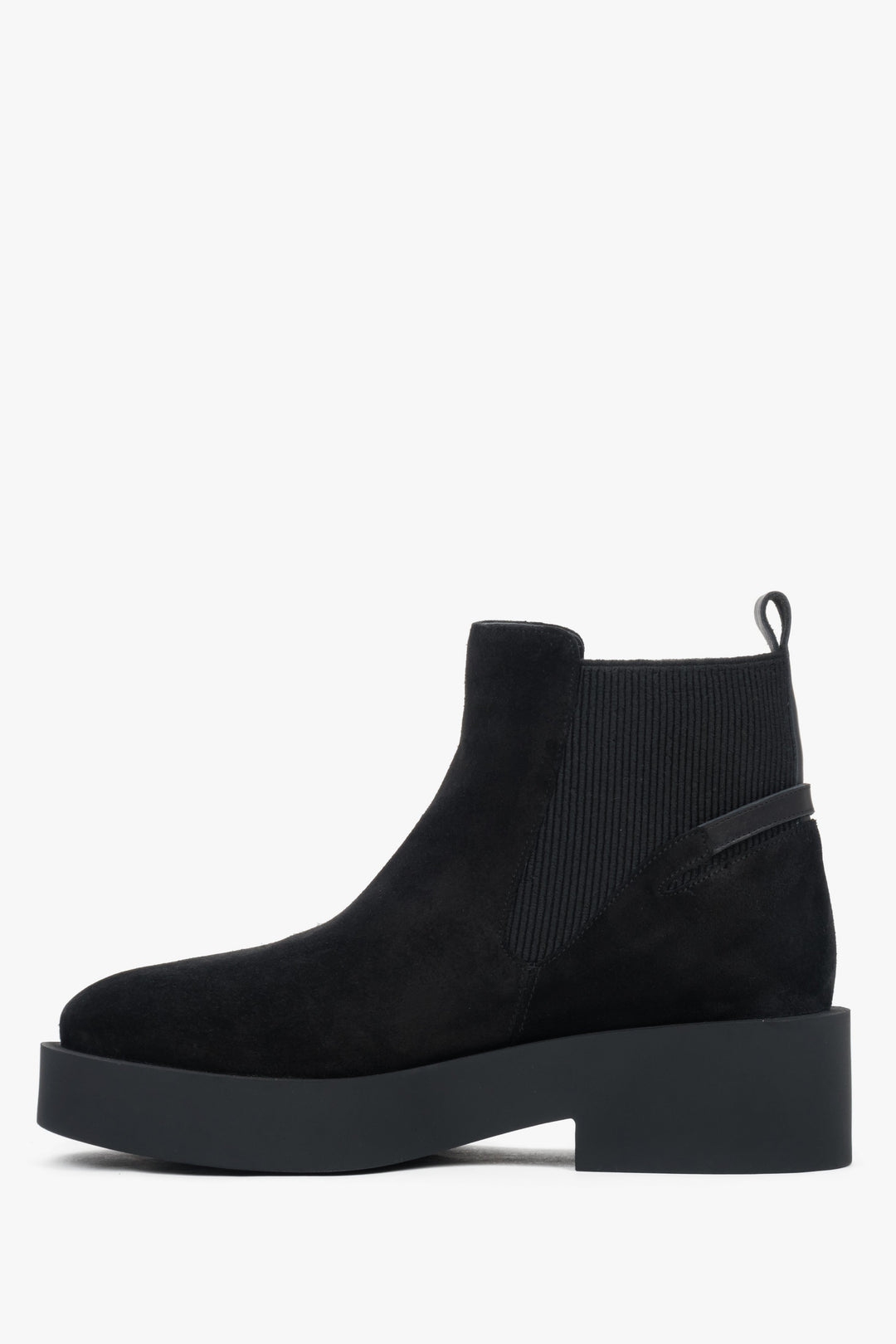 Schwarze Damen-Plateau-Chelsea-Boots aus Velours.