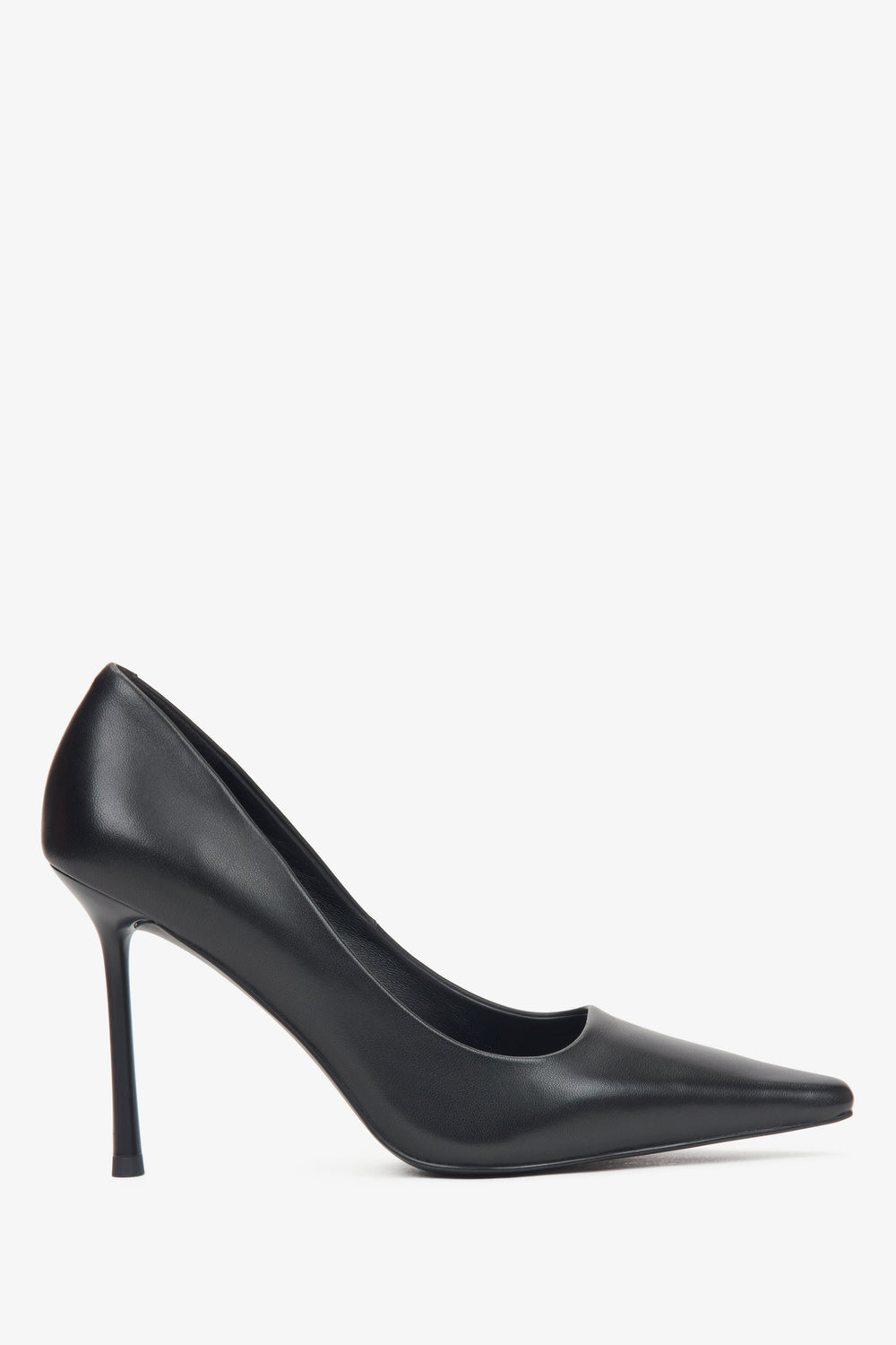 Schwarze Pumps für Damen aus echtem Leder mit hohem Absatz Estro ER00116576.