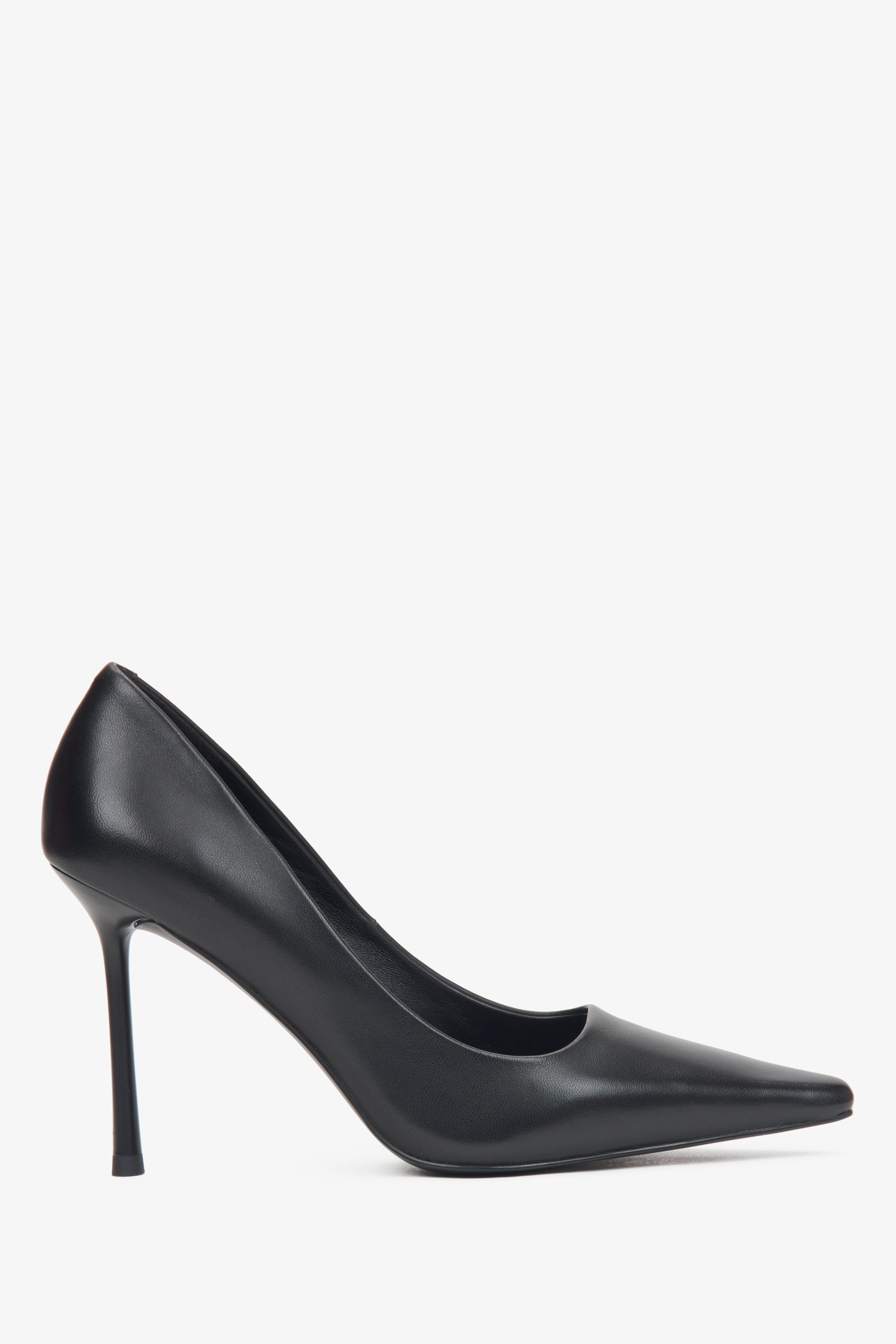 Schwarze Pumps für Damen aus echtem Leder mit hohem Absatz Estro ER00116576.