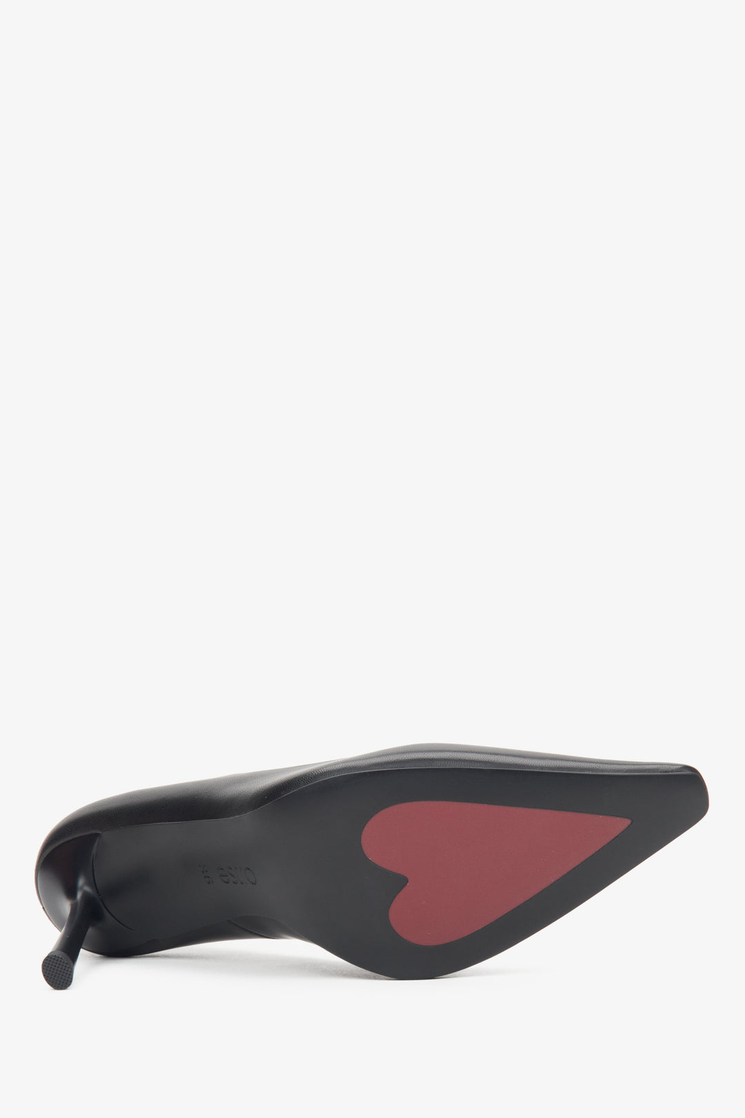 Estro schwarze Damen-Pumps aus echtem Leder mit spitzer Form (Detailansicht: Laufsohle).