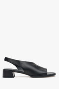 Schwarze Damen-Sandalen aus Leder mit niedrigem Absatz, ESTRO ER00116928