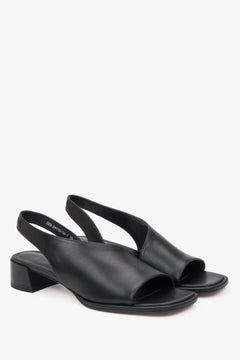Sommerschuhe für Damen aus echtem Leder in Schwarz, ESTRO ER00116928