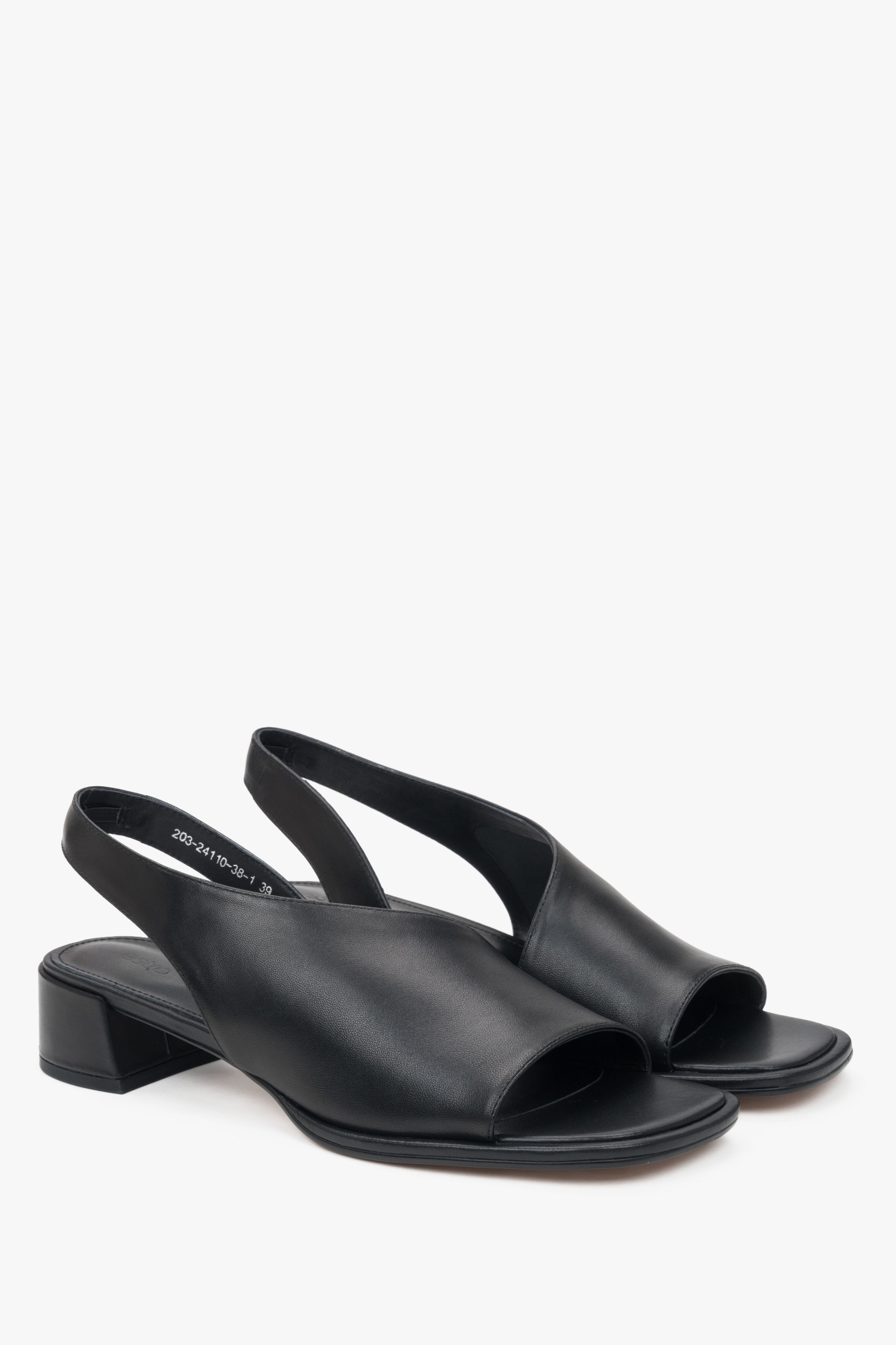 Sommerschuhe für Damen aus echtem Leder in Schwarz, ESTRO ER00116928