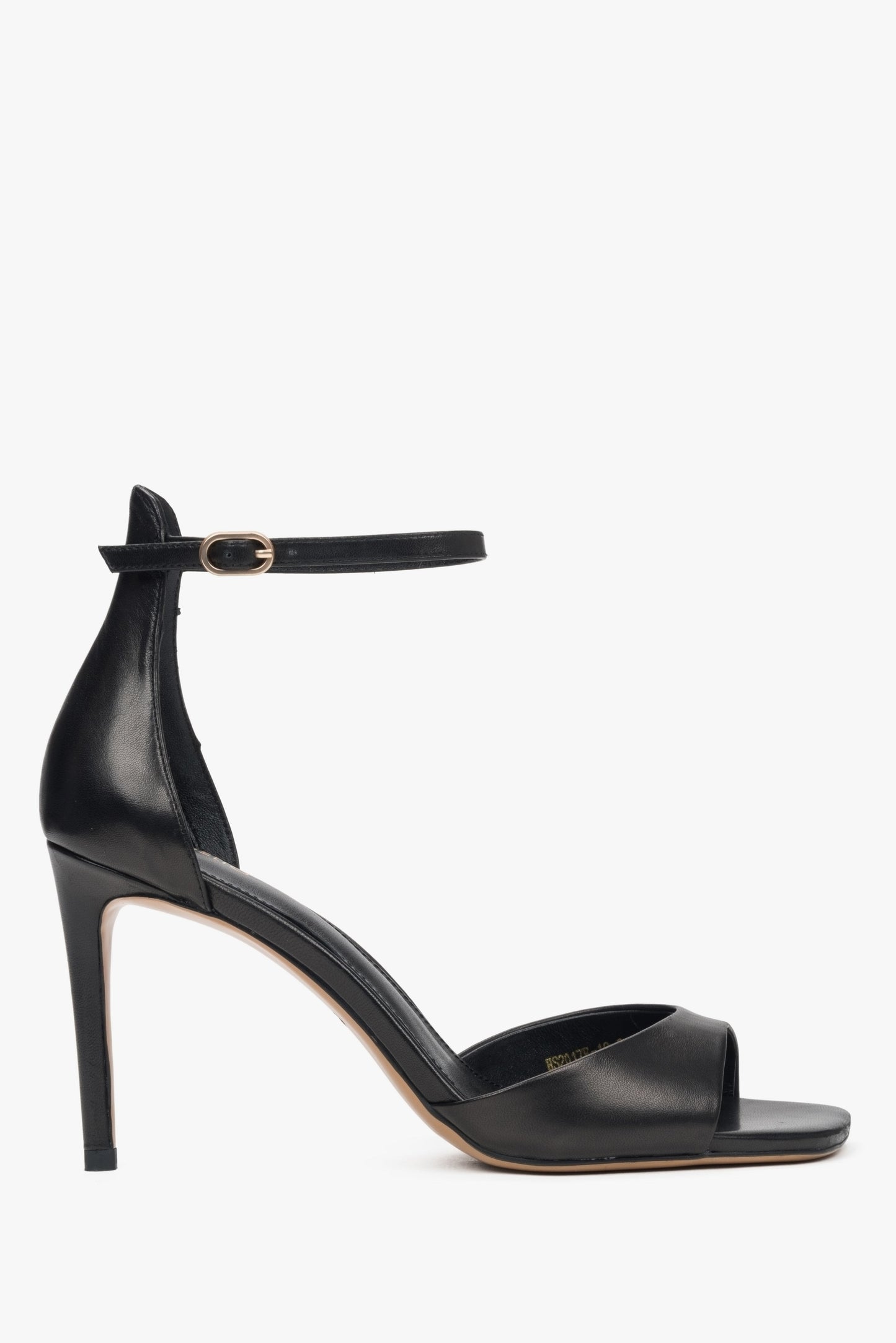 Elegante schwarze Leder-Sandaletten mit hohem Absatz, Estro ER00117223