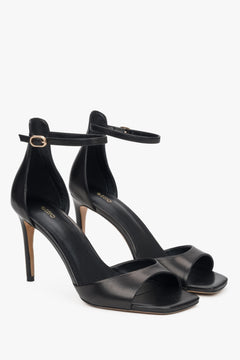 Damen-Sandaletten mit Stilettoabsatz in Schwarz aus echtem Leder, Estro ER00117223