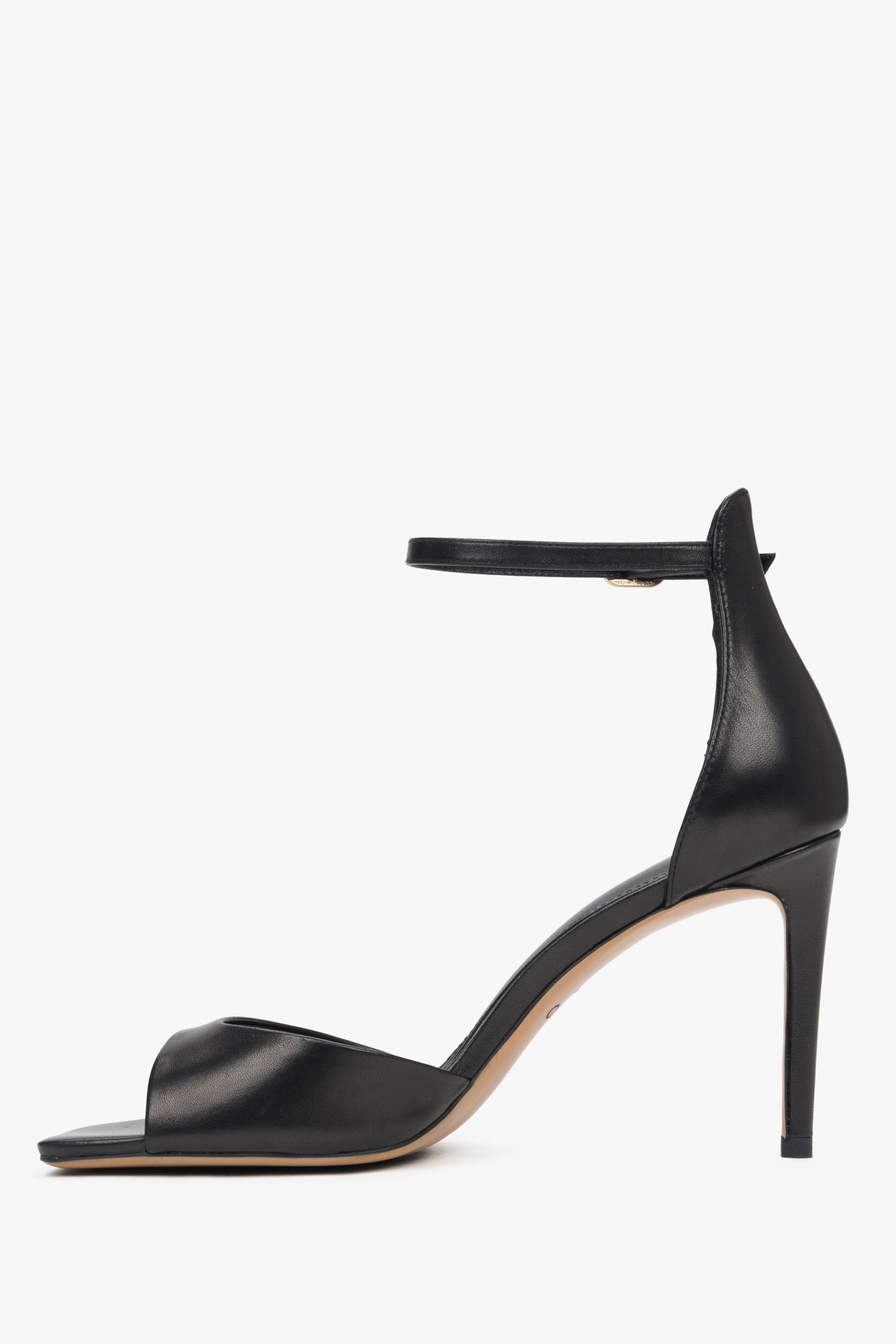 Schwarze High-Heel-Sandalen aus Glattleder mit Schnalle, Estro ER00117223