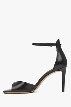 Schwarze High-Heel-Sandalen aus Glattleder mit Schnalle, Estro ER00117223