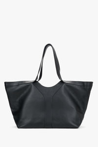 Schwarze Damen-Shopper-Tasche von Estro aus hochwertigem italienischem Premium-Leder. 