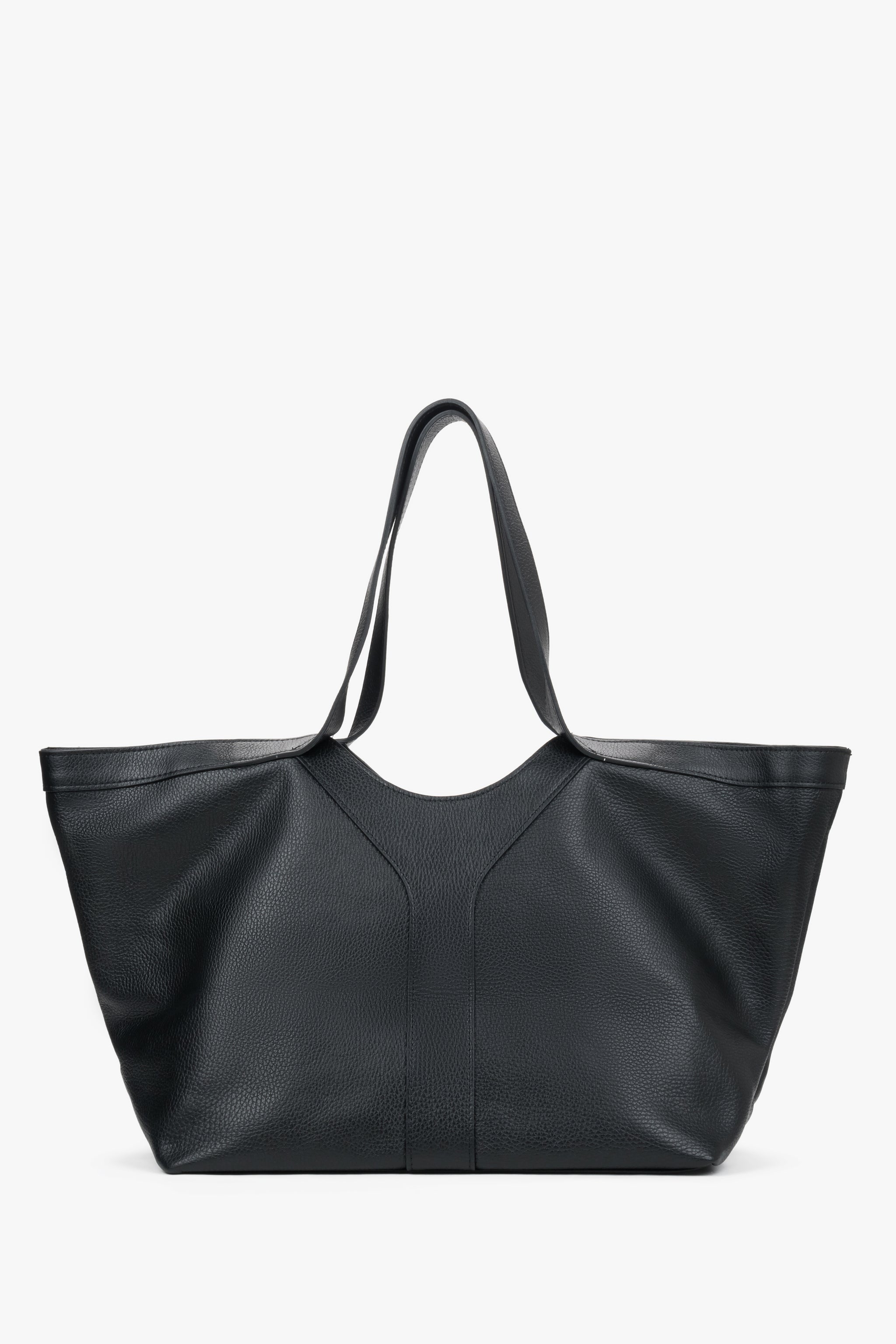 Schwarze Damen-Shopper-Tasche von Estro aus hochwertigem italienischem Premium-Leder. 