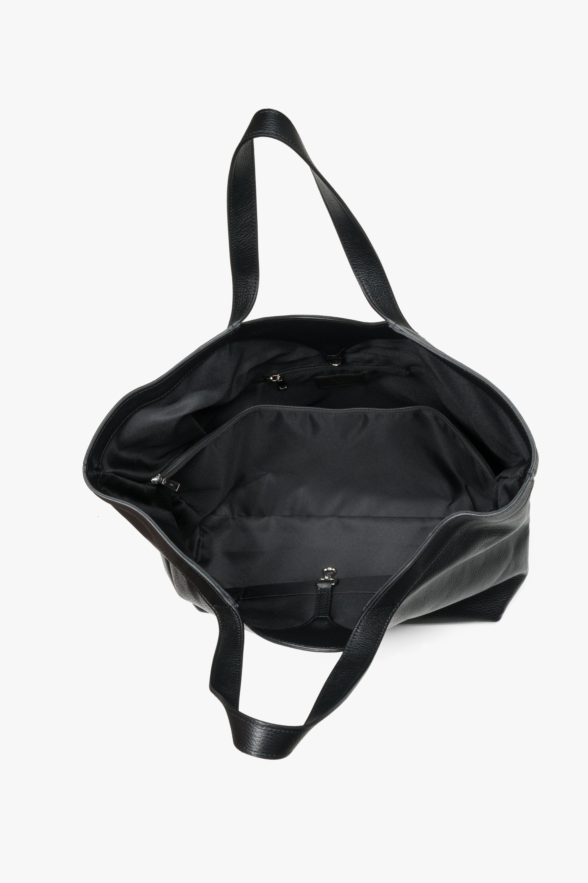 Geräumige schwarze Leder-Shopper-Tasche für Damen – ideal für Business und Alltag.