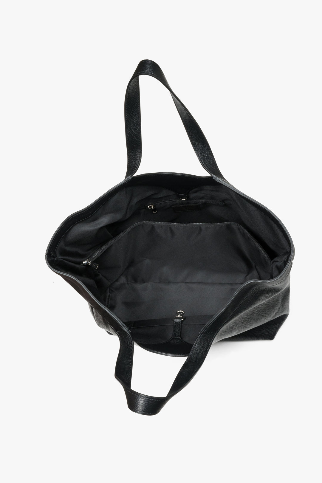 Geräumige schwarze Leder-Shopper-Tasche für Damen – ideal für Business und Alltag.