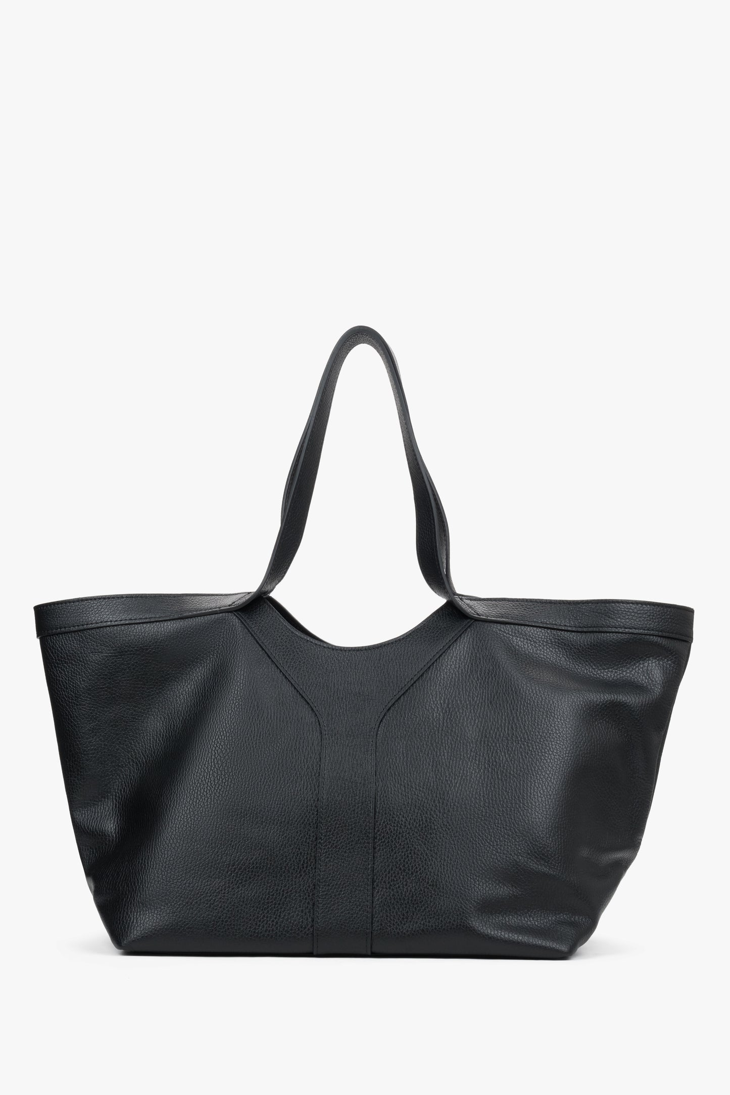 Eleganter schwarzer Leder-Shopper aus der Estro Premium-Kollektion für anspruchsvolle Looks