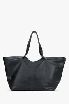 Eleganter schwarzer Leder-Shopper aus der Estro Premium-Kollektion für anspruchsvolle Looks