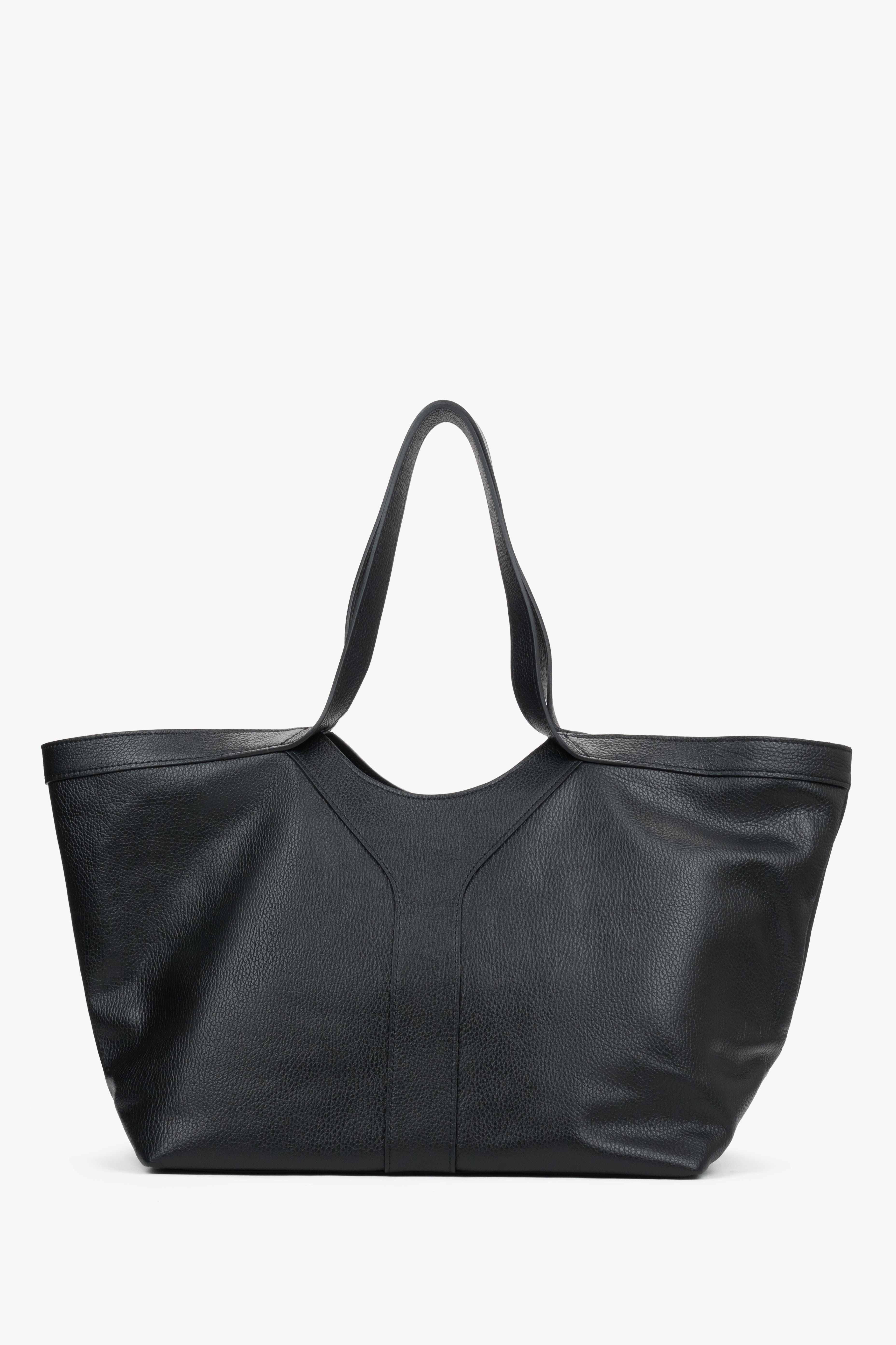 Eleganter schwarzer Leder-Shopper aus der Estro Premium-Kollektion für anspruchsvolle Looks