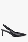Schwarze Slingback-Pumps aus Leder mit spitzer Zehenpartie von Estro