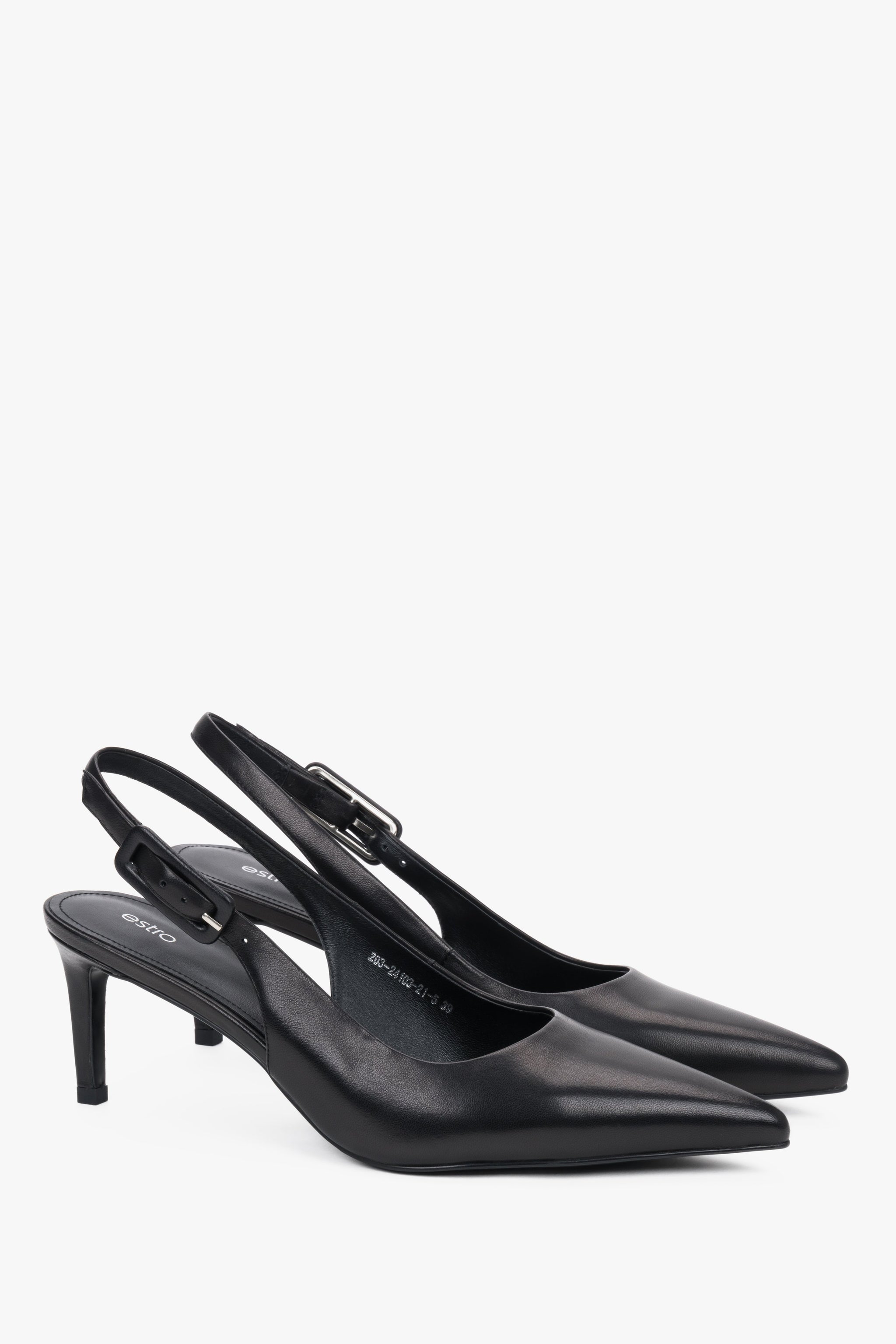 Schwarze Damen-Pumps mit offener Ferse und Stilettoabsatz