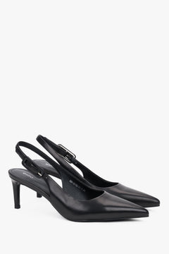 Schwarze Damen-Pumps mit offener Ferse und Stilettoabsatz
