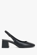 Schwarze Slingback-Pumps aus Leder mit Blockabsatz von Estro