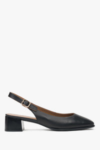 Seitenansicht der schwarzen Damen Slingback-Pumps mit niedrigem Absatz, Estro ER00116971