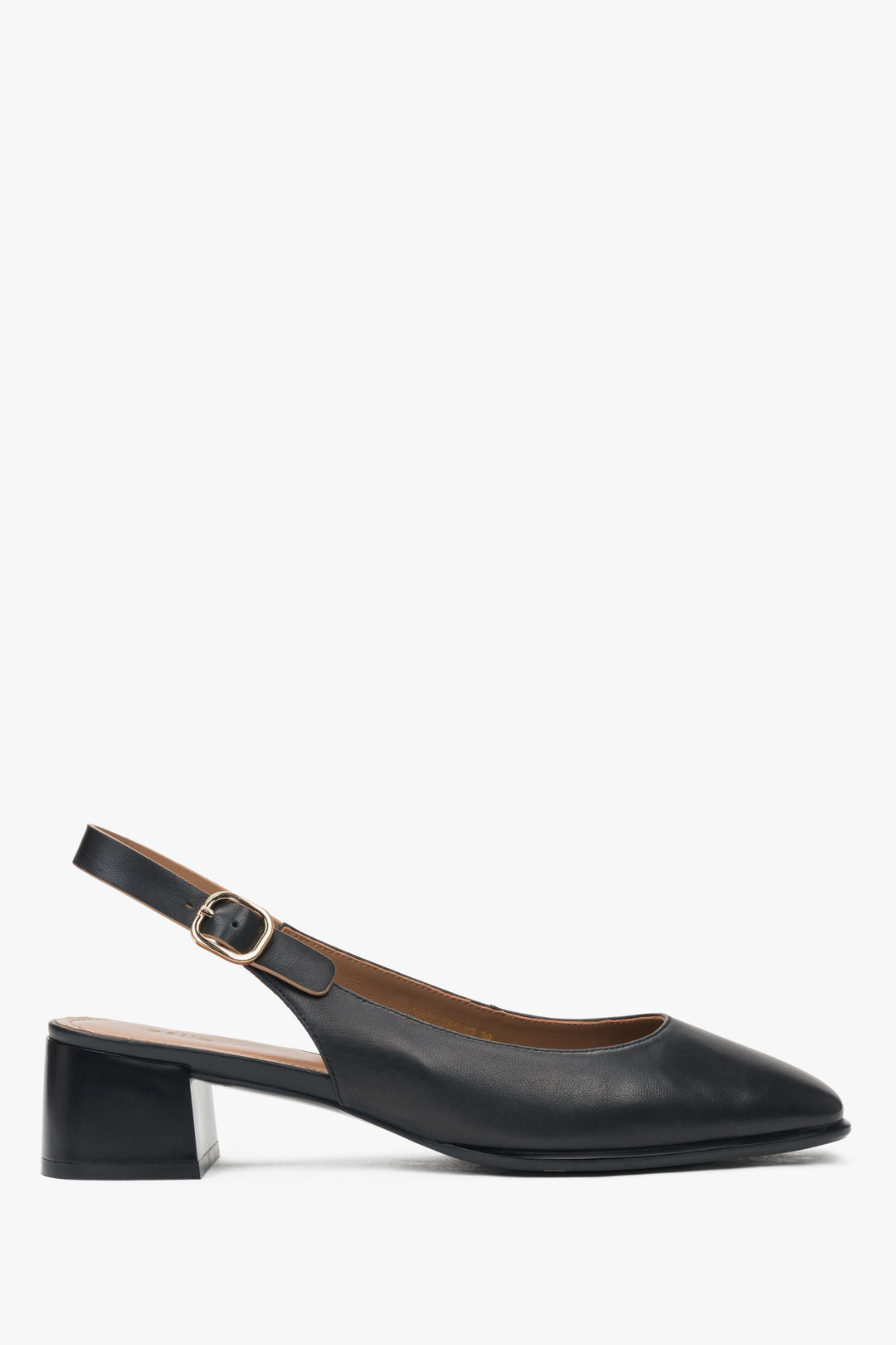 Seitenansicht der schwarzen Damen Slingback-Pumps mit niedrigem Absatz, Estro ER00116971