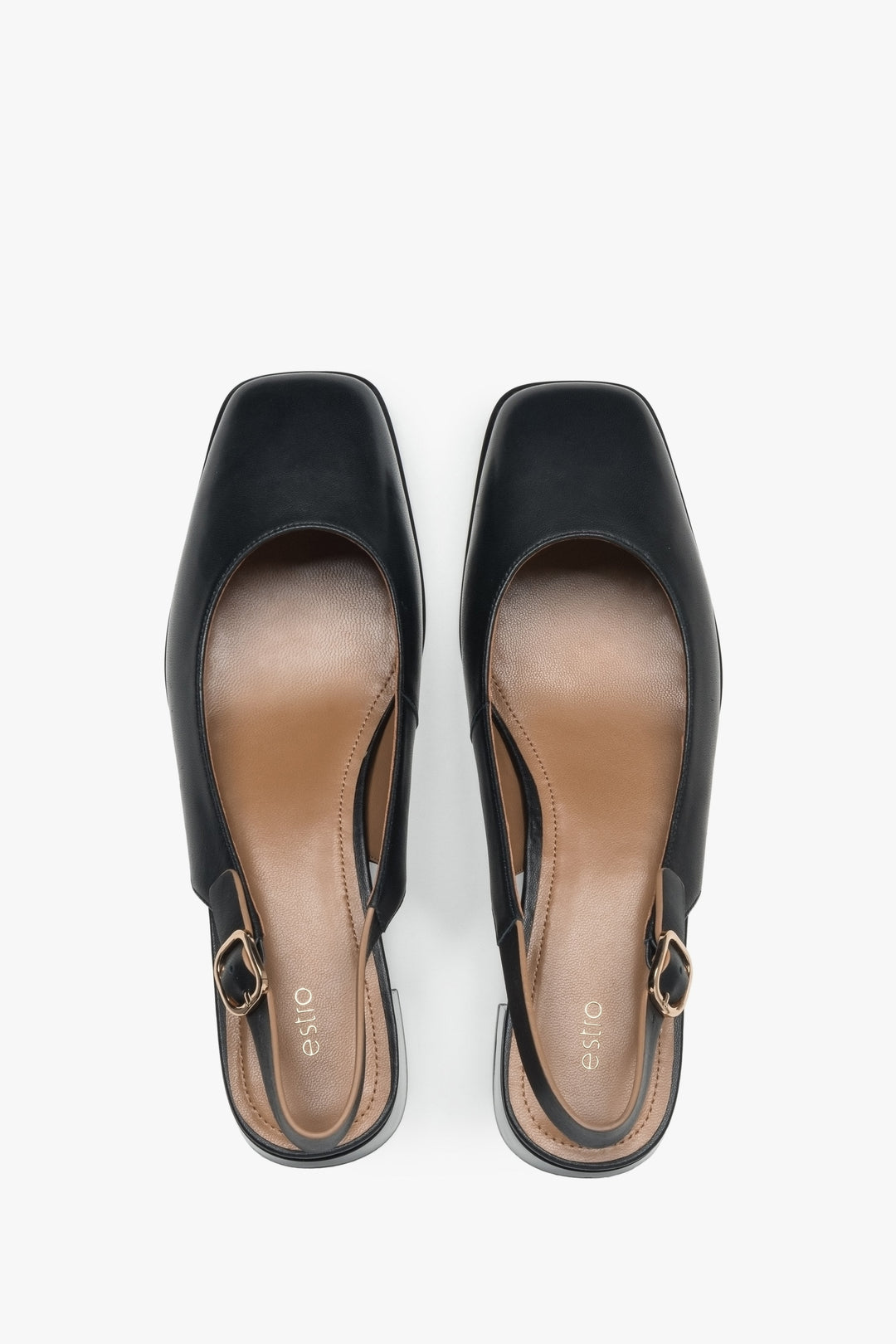 Oberansicht der eleganten schwarzen Slingback-Pumps, Estro ER00116971