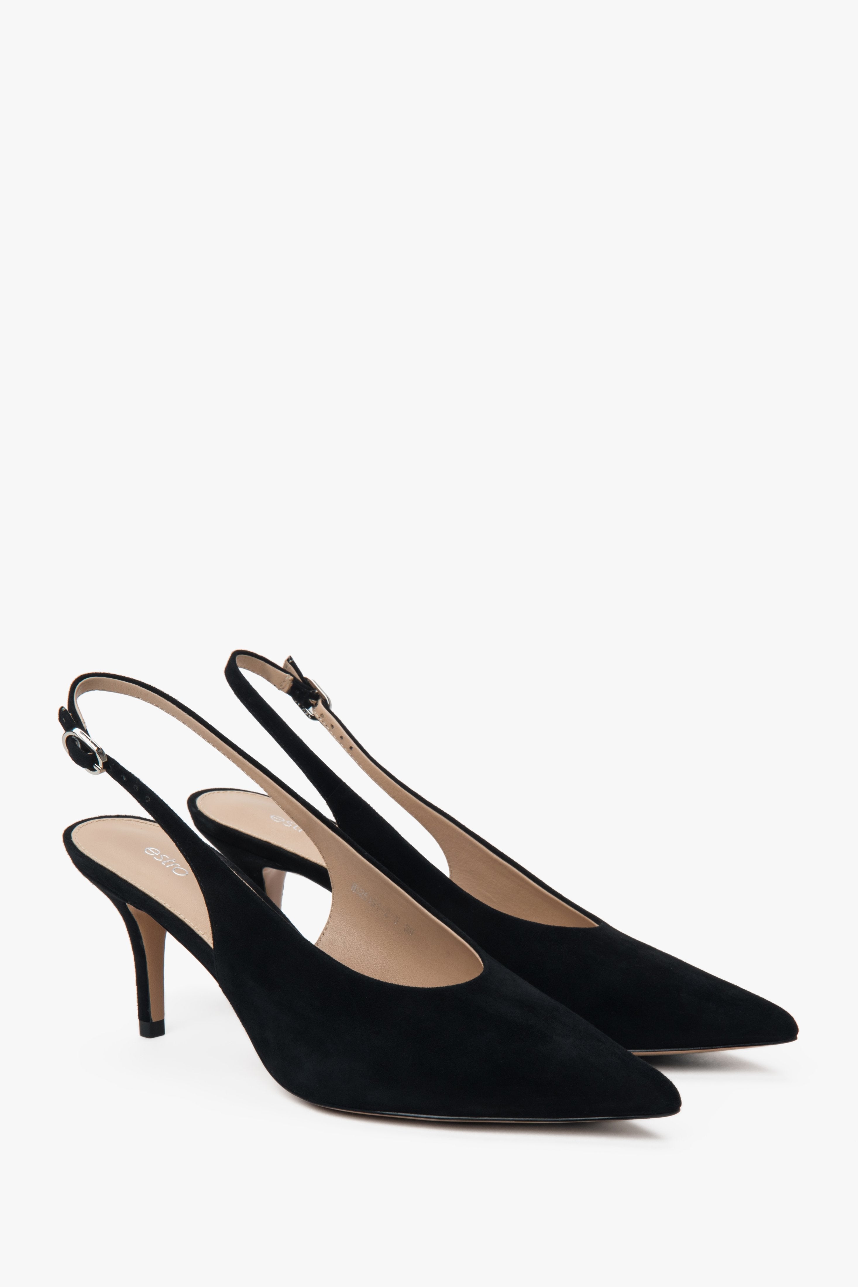 Schwarze Slingback-Pumps aus Velour für Damen von Estro.