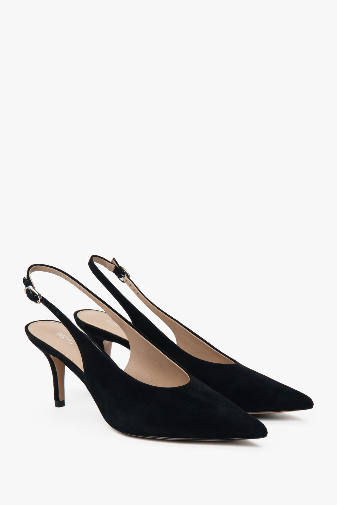 Schwarze Slingback-Pumps aus Velour für Damen von Estro.