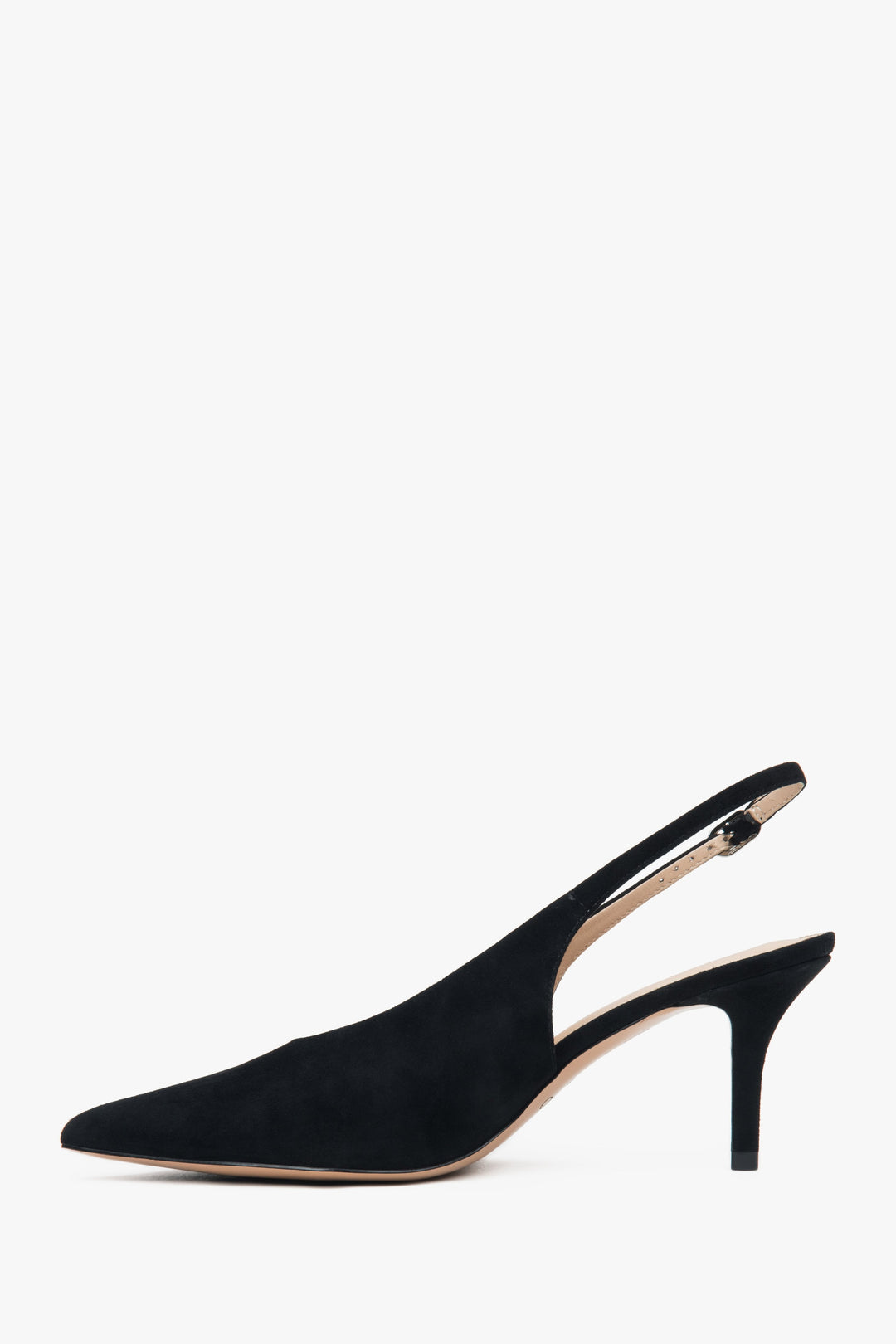 Elegante schwarze Slingback-Schuhe aus Velour für Damen.