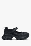 Schwarze Sneaker-Sandale für Damen aus Leder und atmungsaktivem Textil ES8 ER00117135.