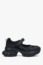 Schwarze Sneaker-Sandale für Damen aus Leder und atmungsaktivem Textil ES8 ER00117135.