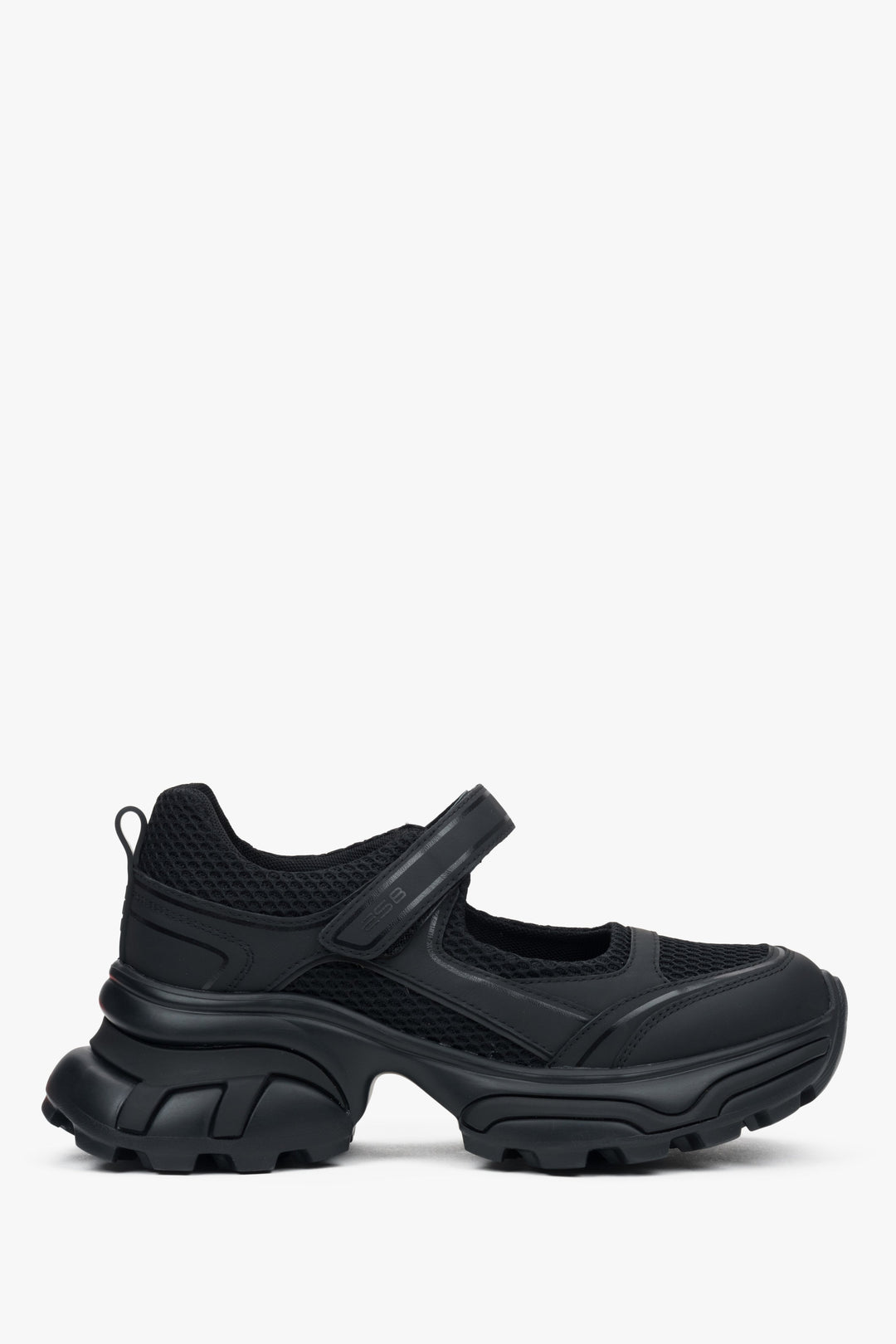 Schwarze Sneaker-Sandale für Damen aus Leder und atmungsaktivem Textil ES8 ER00117135.