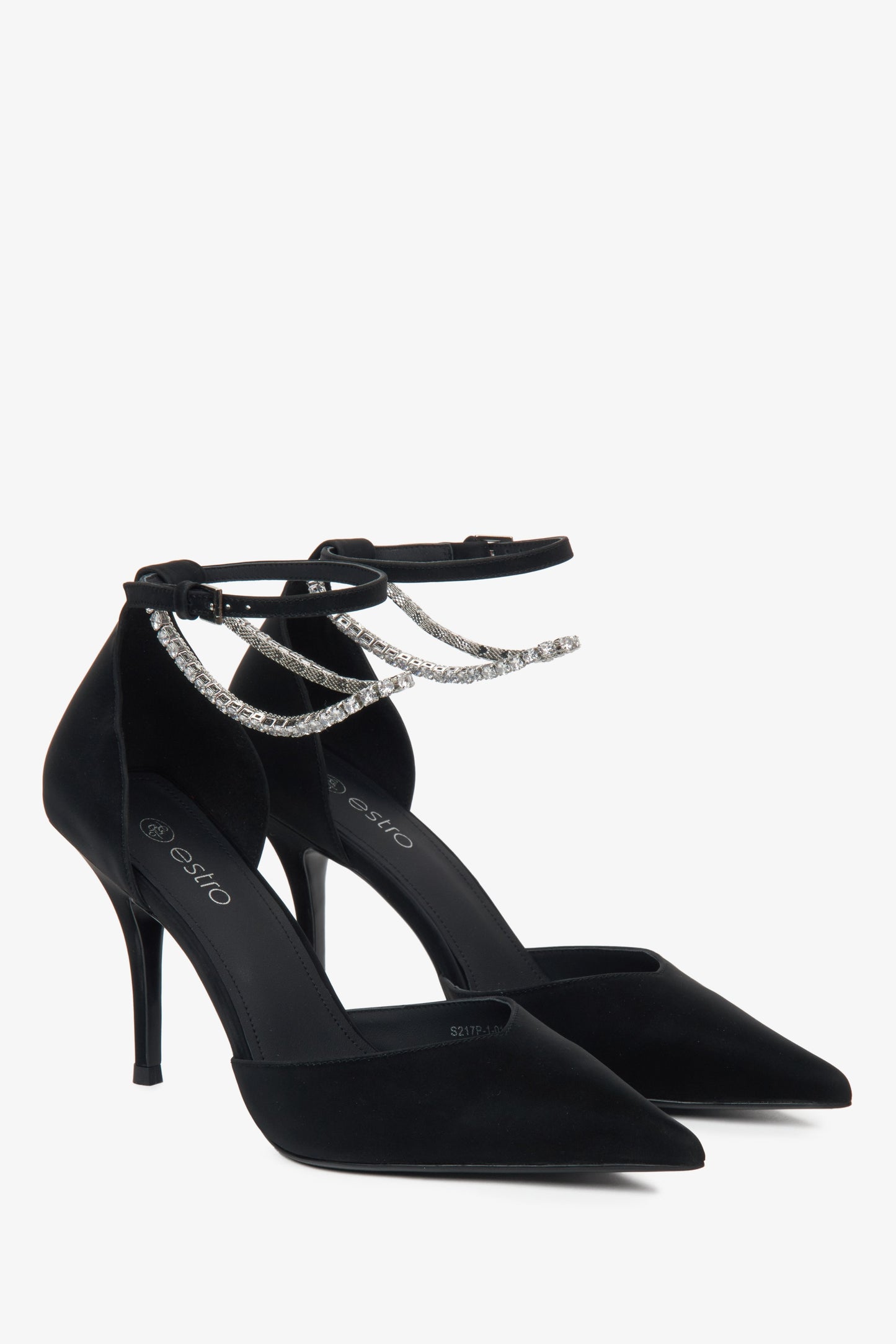 Elegante schwarze Damen-Pumps aus strukturiertem Leder.