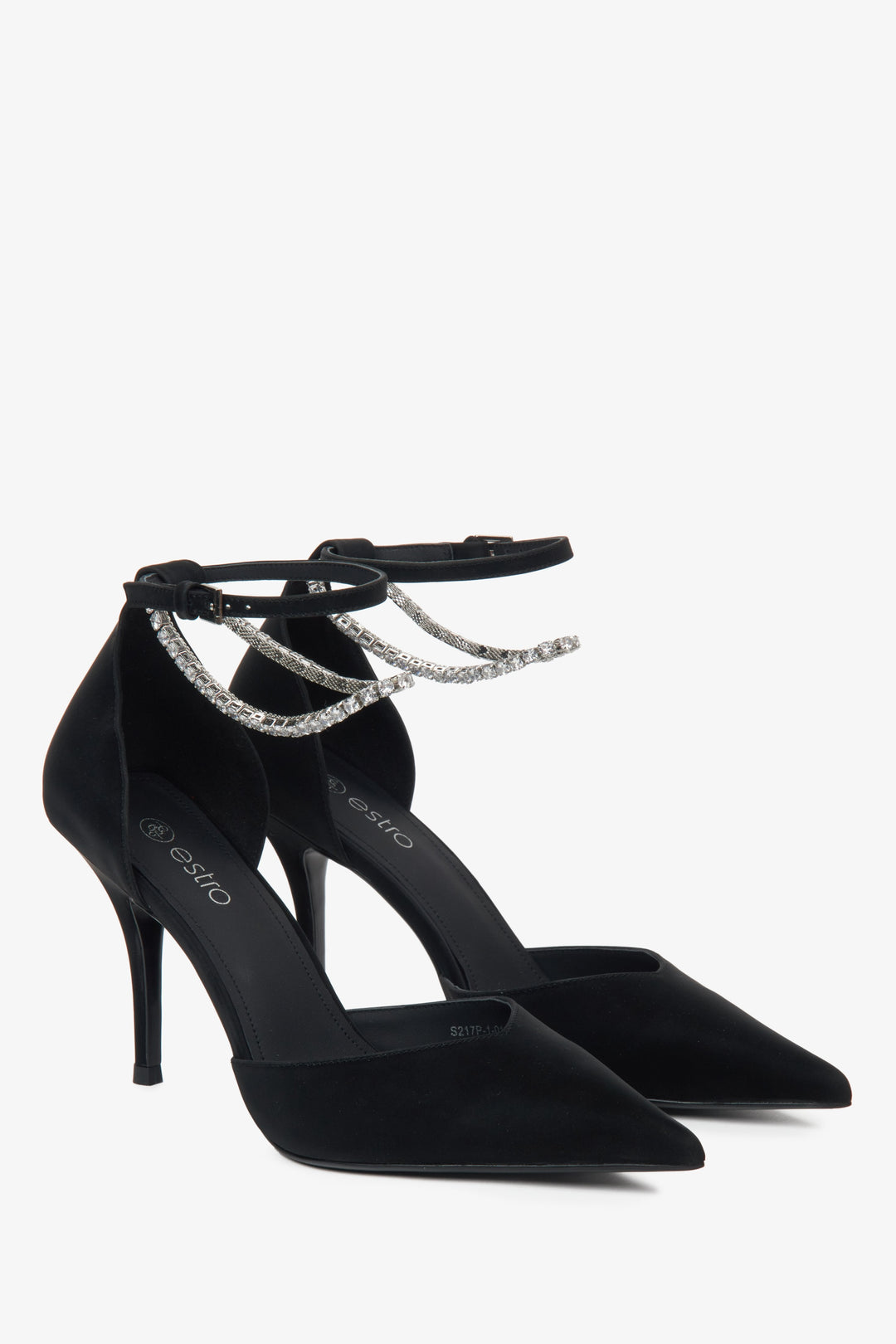Elegante schwarze Damen-Pumps aus strukturiertem Leder.