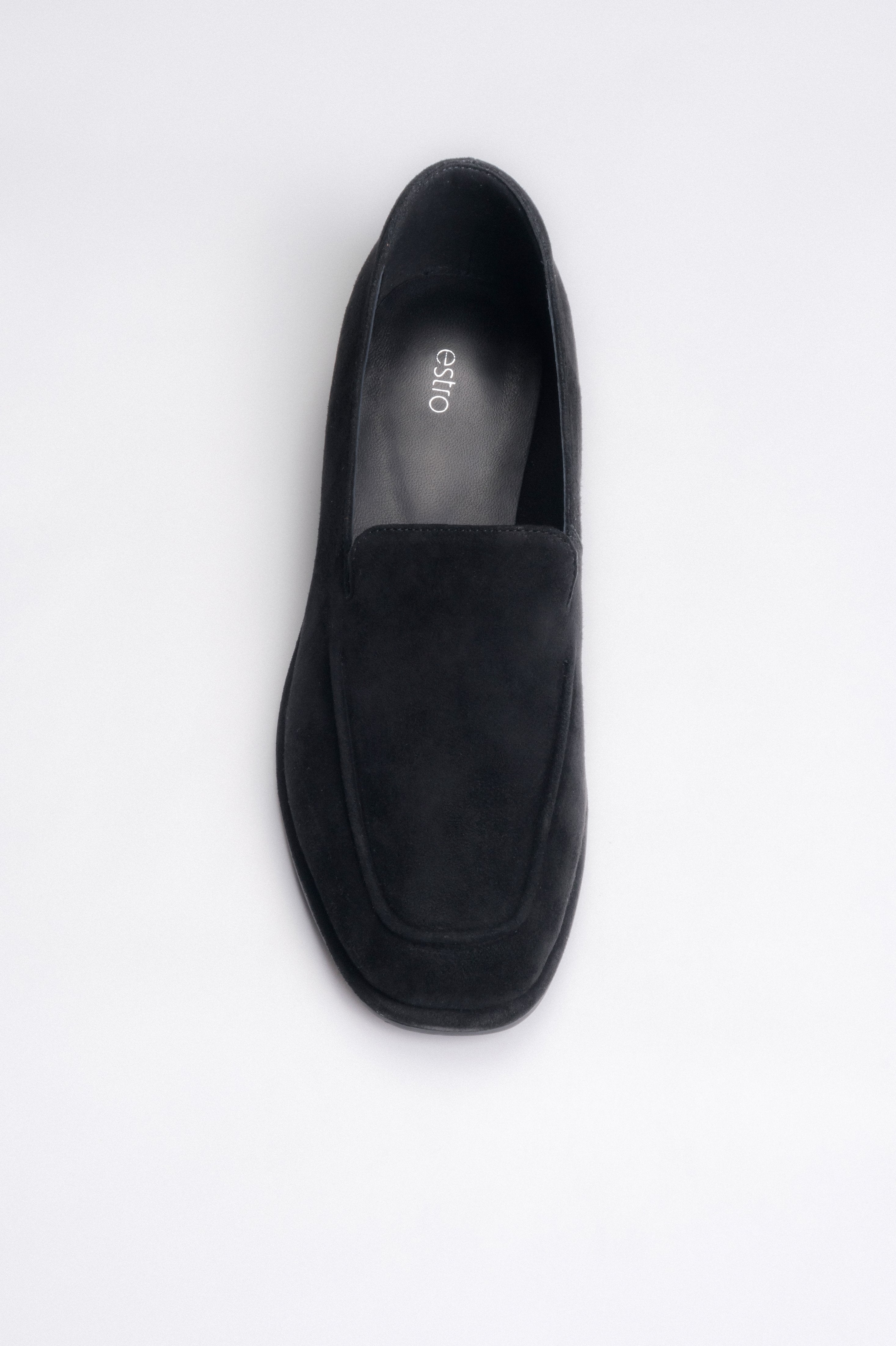 Schwarze Damen-Mokassins aus weichem Velours Estro ER00118002.