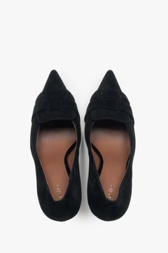 Elegante schwarze Absatzschuhe z echtem Velours dla festliche Anlässe. 