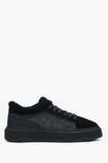 Schwarze Winter-Sneaker aus italienischem Velours und Glattleder Estro ER00116062.